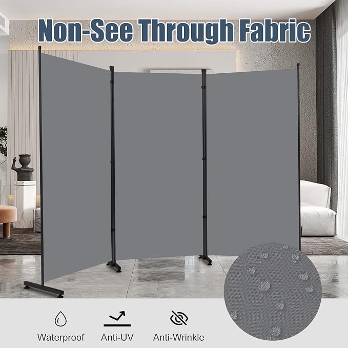 3 Panel Folding Room Divider, Indoor Privacy Screen Space Separator | 6ft - Image 3
