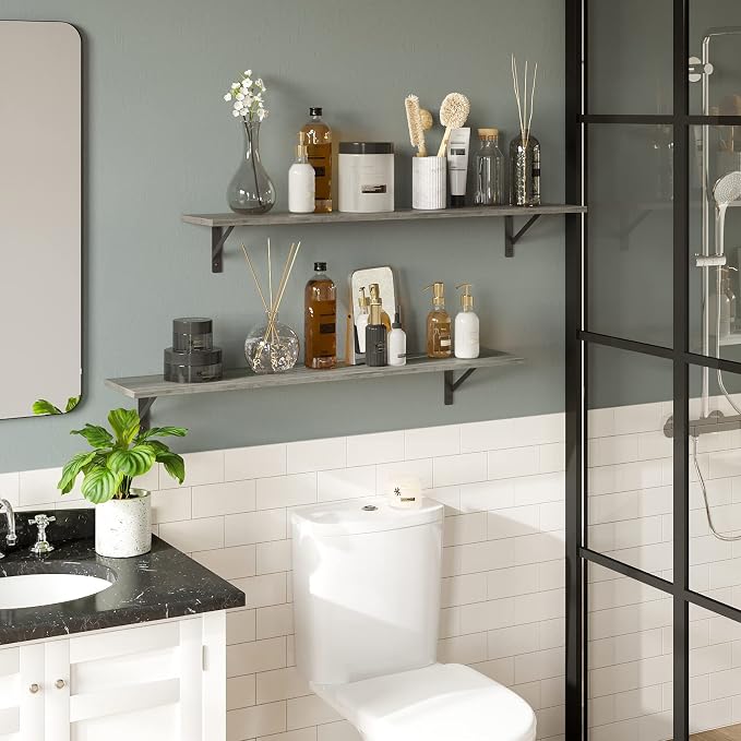 Long Wall Shelves, 39.4 Inch Wall Mounted Shelves - Image 7