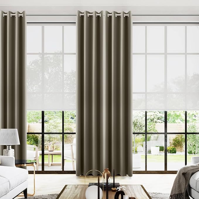KOUFALL Taupe Grommet Insulated Thermal Room Darkening Blackout Curtains by KOUFALL