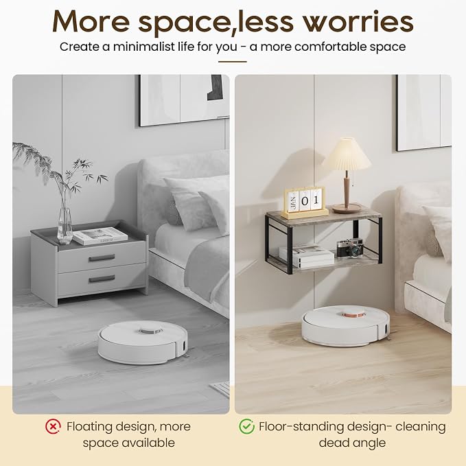 Floating Nightstand, Wood Bedside Shelf Wall Mounted Nightstand, Floating - Image 5