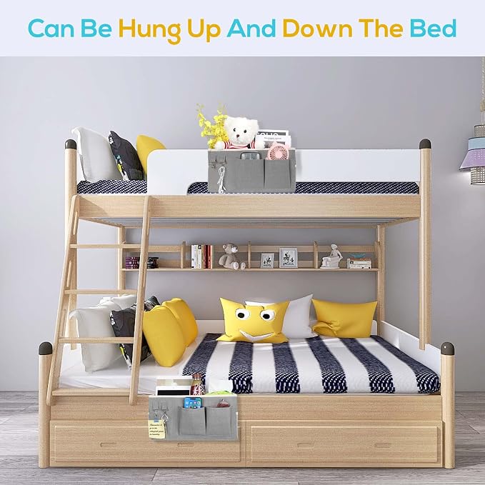 Kanrichu 2pcs Bedside Caddy Hanging Storage Bag, Water Cup Holders, Organizer - Image 6