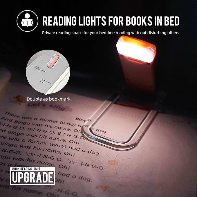 EGWASER Book Reading Light, Portable USB Rechargeable LED Clip on Book Lights - Image 2