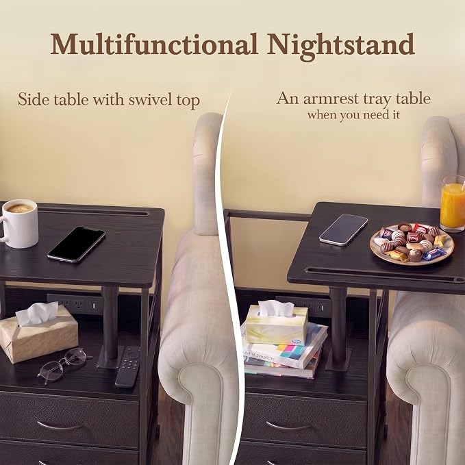 Faesun Swivel Lift Top Nightstand - Image 9