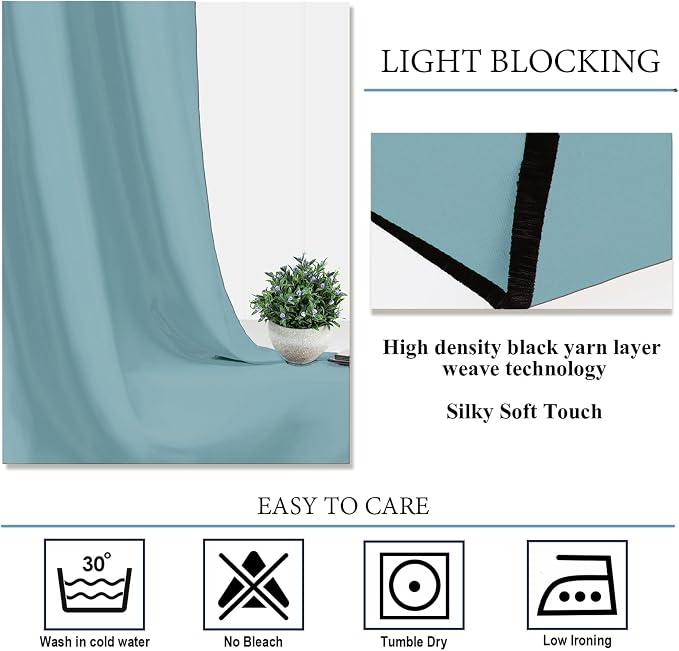 Diraysid Stone Blue Grommet Blackout Curtains - Image 5
