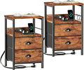 Furologee Nightstand Set of 2, Rustic Brown, by Furologee