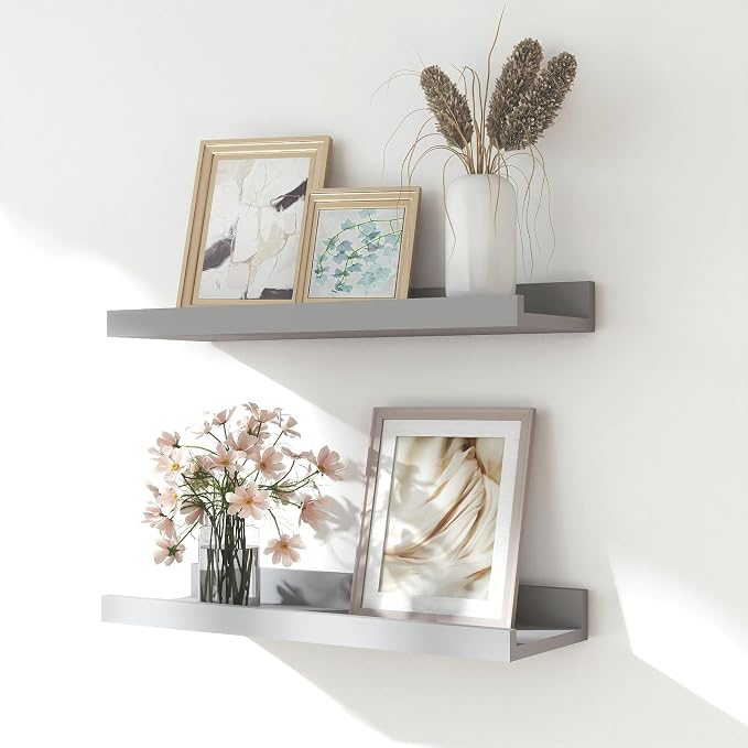 Grey Floating Shelves for Wall Decor, 14 in Shelf by Unknown