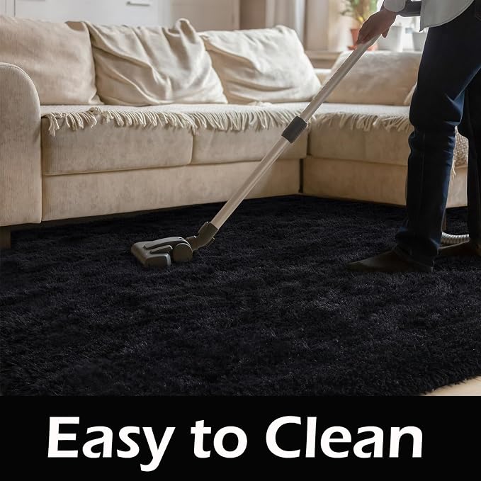 HOMORE Black Rugs for Living Room, 5x8 Area Rugs for Bedroom Fluffy Furry Rug - Image 7