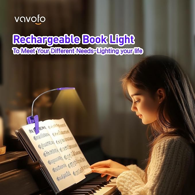 VAVOFO Rechargeable Book Light for Reading in Bed Kids, 7 LED Reading Light - Image 2