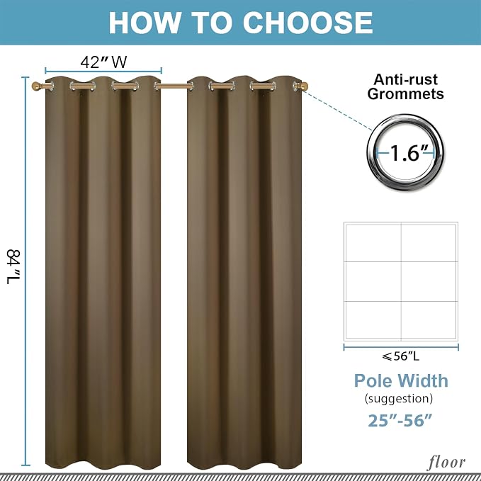 Diraysid Brown Grommet Blackout Curtains - Image 6