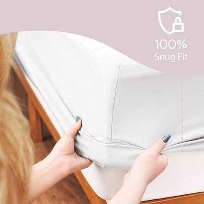 Hearth & Harbor Queen Size Quilted Fitted Mattress Pad Cover, 100% Waterproof Mattress Protectors, Deep Pocket Fitted Mattress Cover 8" - 21" (60" x 80", White)