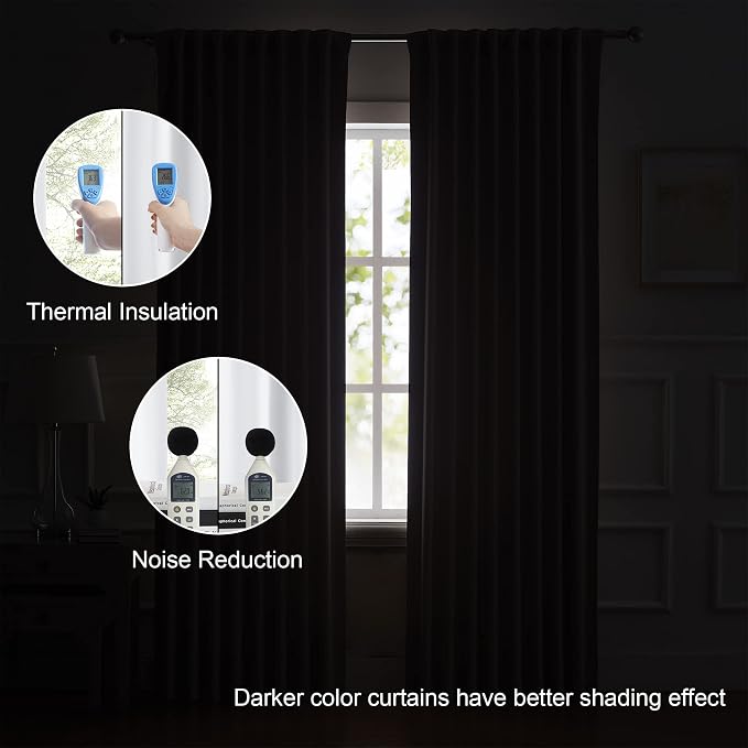 White Extra Long Blackout Curtains 52x108in, Rod Pocket Back Tab - Image 6