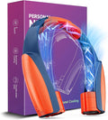 AI Portable Neck Fan with 6 Powerful Speeds, 8000mAh Battery Operated USB-C Rechargeable Fan, Hands-Free 360° Cooling Neck Fan,Ultra-Quiet Personal Fan for Women Men Office Travel(Orange-Blue)