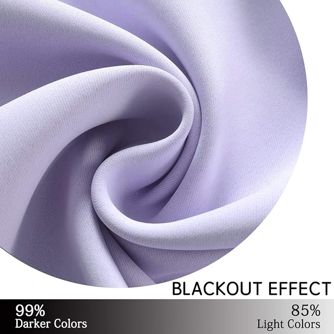 Yakamok Blackout Curtains 38x54 inch Lilac Thermal Drapes-Bedroom | 2 panels - Image 6
