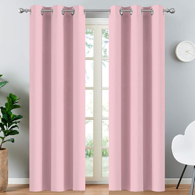 Yakamok Blackout Curtains 38x84 inch Pink Thermal Drapes-Bedroom | 2 panels by Yakamok