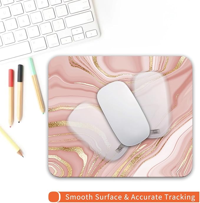 Armanza Square Mouse Pad Pink Gold,Personalized Premium-Textured Custom Mouse Mat Design,Washable Mousepad Cloth,Non-Slip Rubber Base Computer Mouse Pads for Wireless Mouse