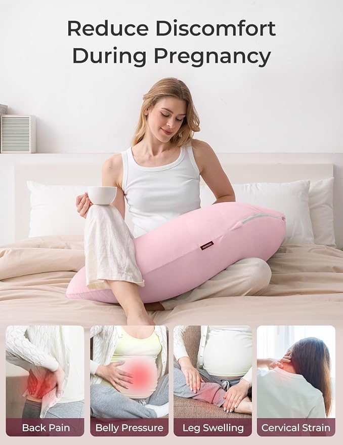 Momcozy J Shaped Pregnancy Pillow, Maternity Body Pillow - Image 2
