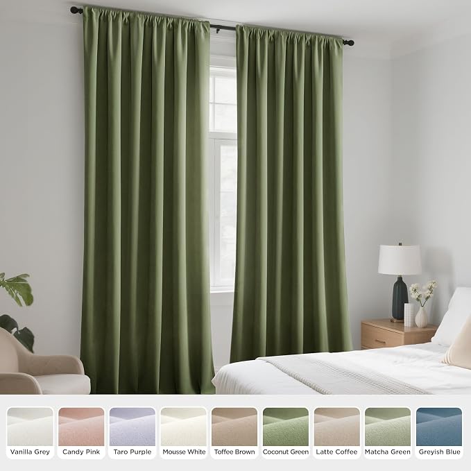 Joydeco Velvet Blackout Curtains Black Out Curtain 96 Inch Drapes | - Image 7