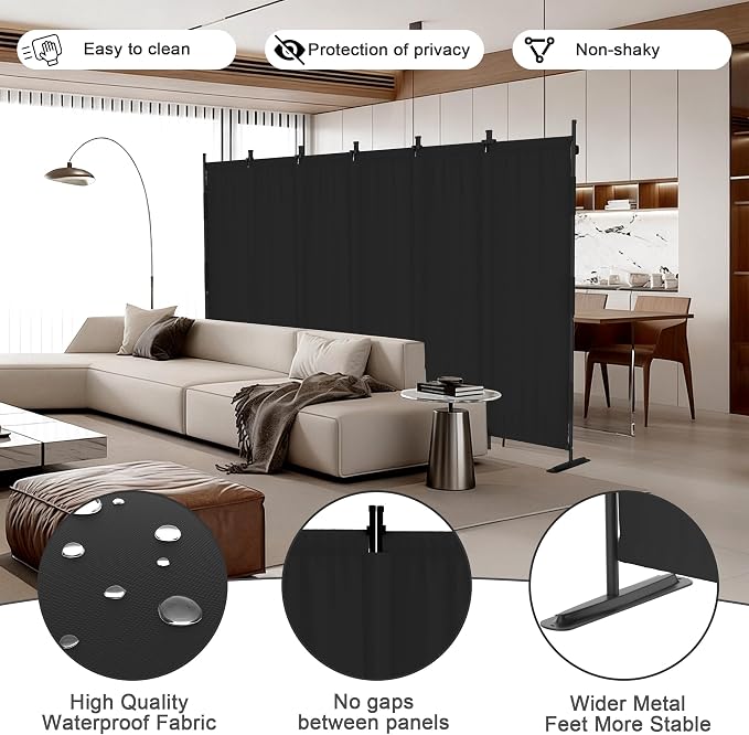 6 Panel Room Divider, 6ft Folding Screen Portable Wall Partition Room Divider - Image 2
