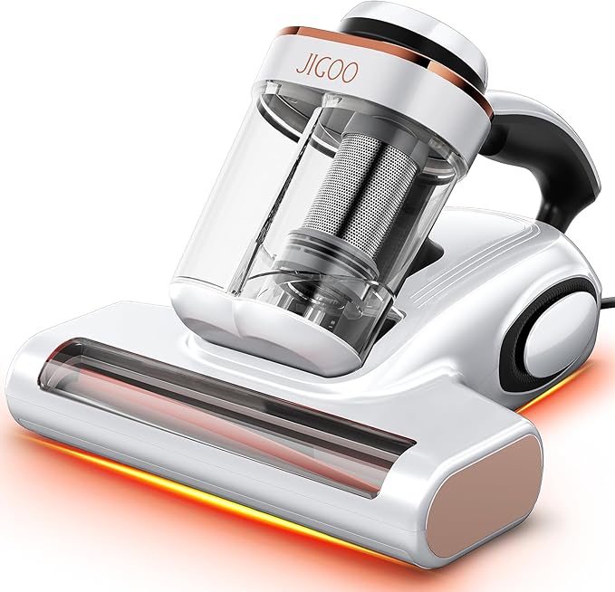 JIGOO J300 Lite Mattress Vacuum Cleaner，500W Bed Vacuum Cleaner with Dust Sensor with 253.7nm UV-C Light，Ultrasonic and High Heating Multifunctional Handheld Vacuums for Bed, Sofa, Couch （Corded）
