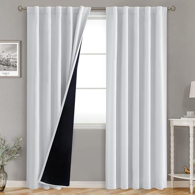 BGment Greyish White 100% Blackout Curtains 84 Inches Long by BGment