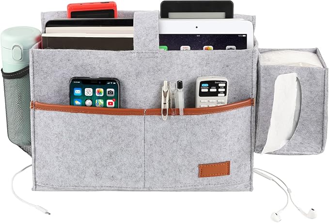 Surblue Bedside Caddy Felt Bed Storage Organizer Hanging Bag - Image 2