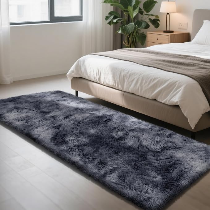 Mottled Grey 3x7 Area Rugs for Bedroom, Fluffy Rug Small Rug Bedside Carpet | by Yongyangjuxi