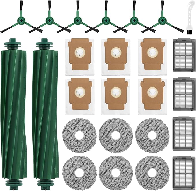 Zornaveli 25 Pcs Accessories Kit for iRobot Roomba Plus 405 Combo/505 Combo Robot Vacuum Cleaner: 2 Main Brushes, 6 Dust Bags, 6 Mop Pads, 4 Filters, Side Brushes and 1 Cleaning Tool