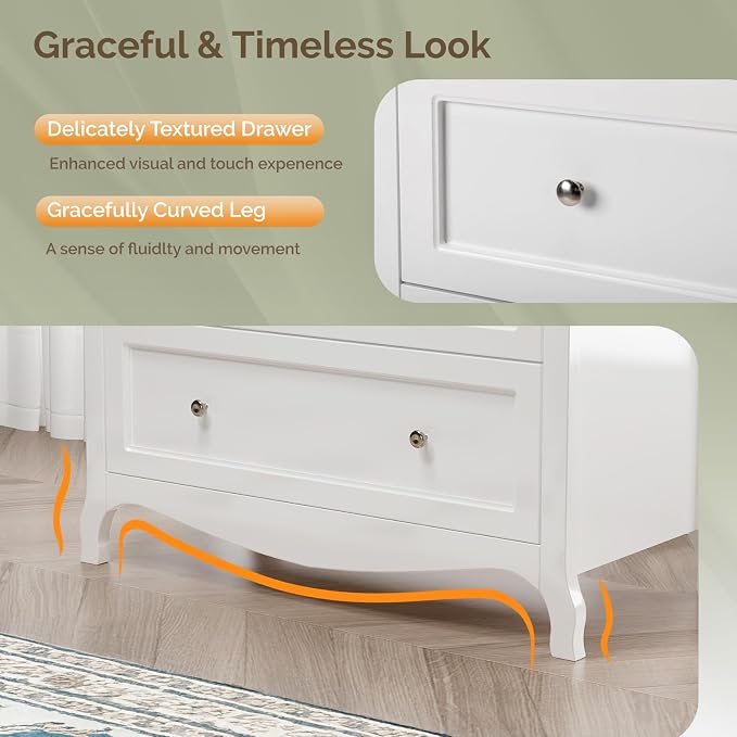 Bonnlo 31.5" W White Nightstand 3 Drawer Chest, Night Stand - Image 4