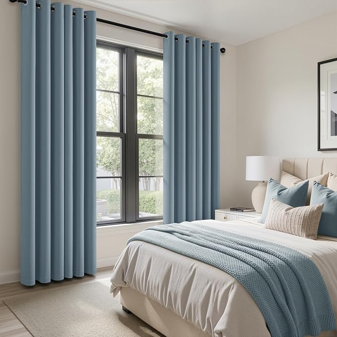 Stone Blue Blackout Curtains for Bedroom Living Room W40 x L84 Inch | 84 Inch - Image 6