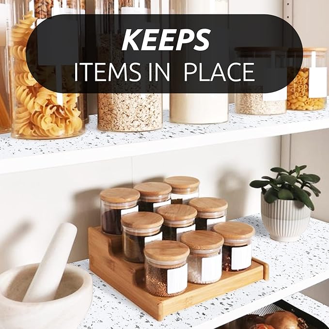 RAY STAR 18X96 Inch Shelf Liner for Kitchen Cabinets, Non-Adhesive Cabinet Liner Washable, PVC Drawer Liner for Dresser Non-Slip Bathroom (Stone)(5 Roll)