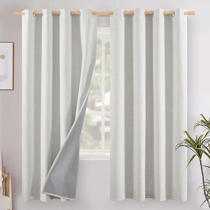 YoungsTex Ivory Linen Blackout Curtains 72 Inch Length by YoungsTex