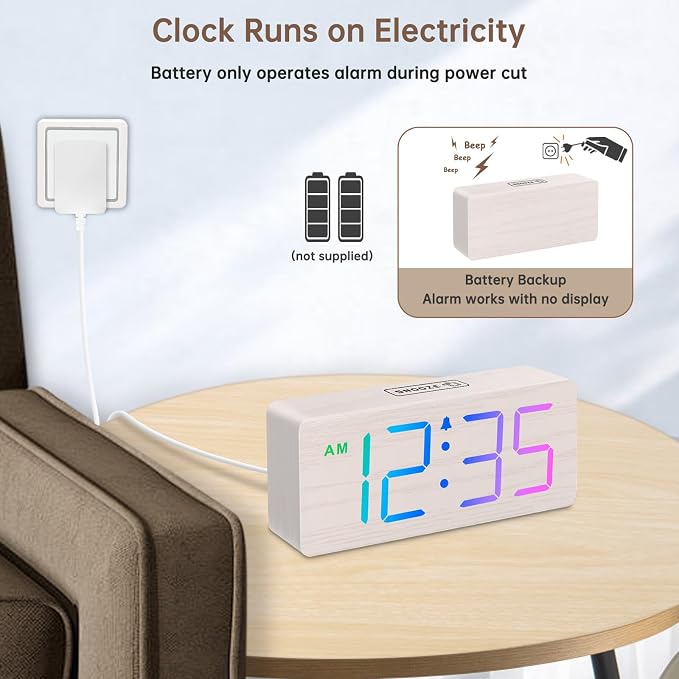 DreamSky Wooden Digital Alarm Clock - Image 3