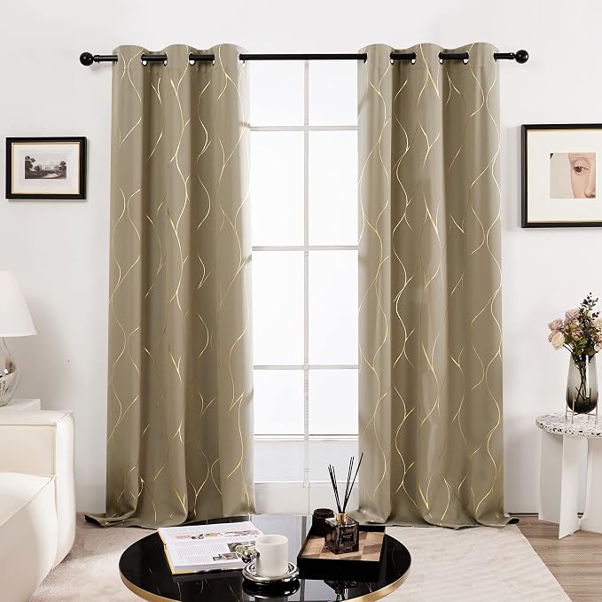 Deconovo Curtains for Living Room, Pattern Blackout Curtains 54 Inches Long | - Image 2