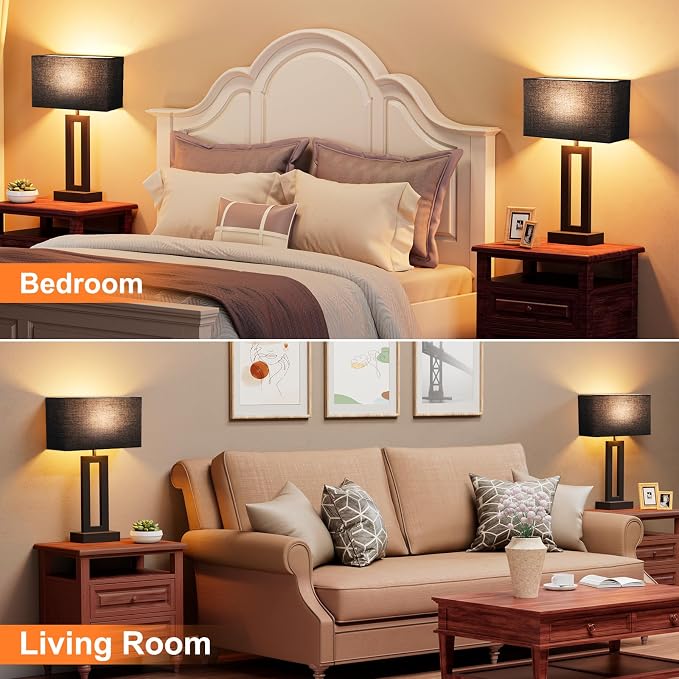 Seealle Nightstand Table Lamps for Bedrooms Set of 2 - Image 4