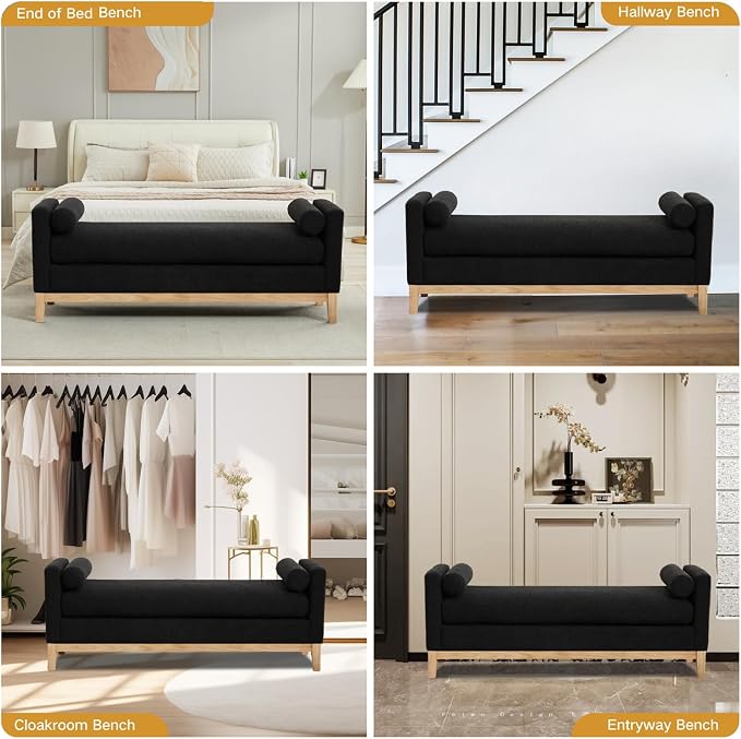 66.34" End of Bed Bench Boucle Fabric Long King Size Bench, Window Bench. - Image 6