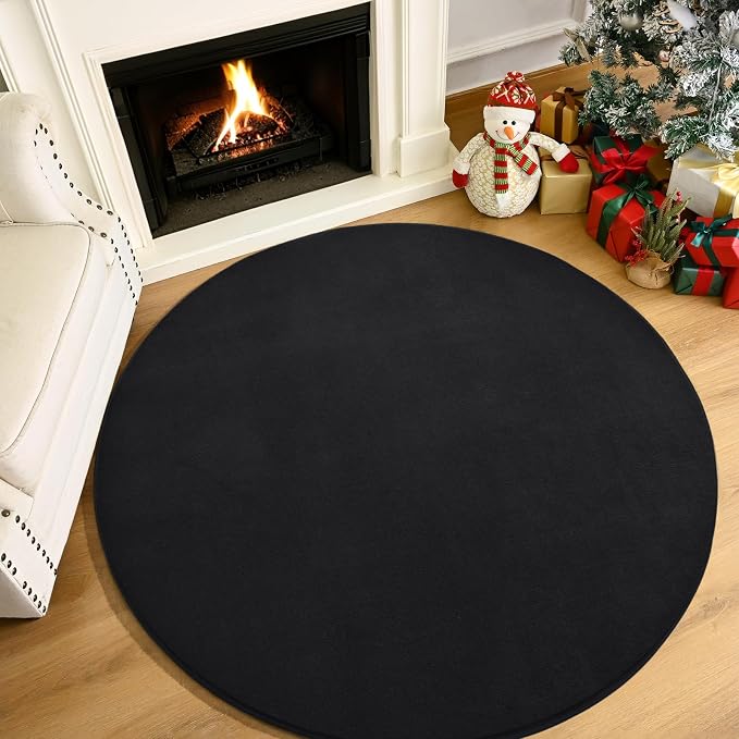 Black Round Area Rugs 6ft Circle Rugs - Image 9