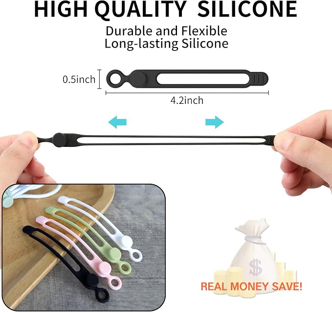 UMUST 35Pcs Silicone Cable Ties, Cable Management Cord Organizer 5Colors | - Image 4