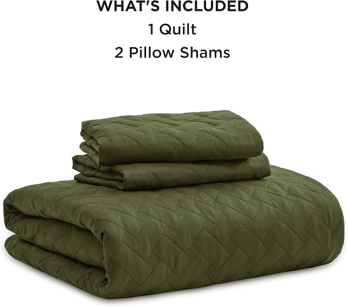 Bedsure King Size Quilt, Lightweight Comforter Set, Olive Green Bedspread | - Image 7