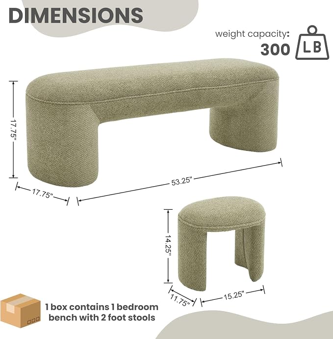 53" Chenille End of Bed Bench Set - Image 2