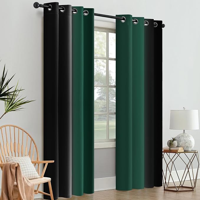 SimpleHome Ombre Green and Black Room Darkening Curtains 84 inches Length | - Image 8