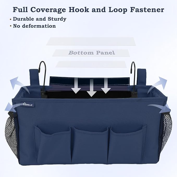 Surblue Bedside Organizer with Hook Bedside Caddy Hanging Storage Bag with - Image 5