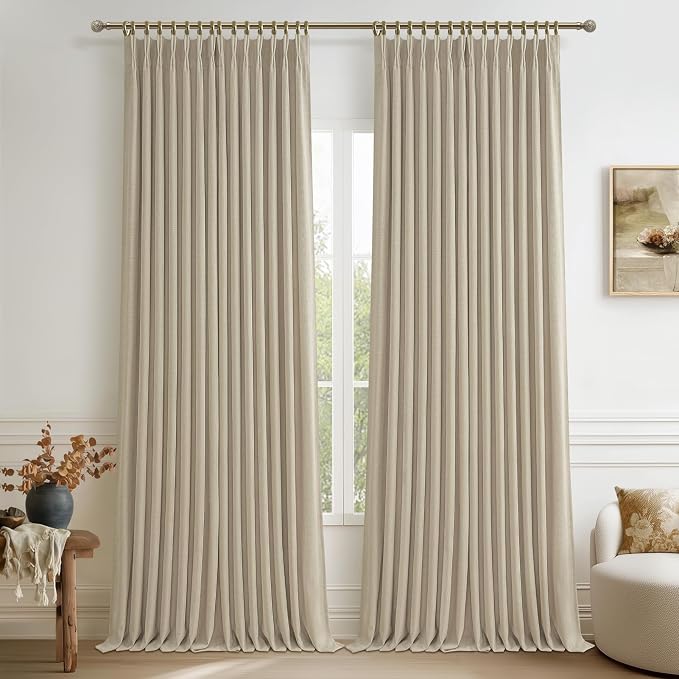 Extra Wide 70 Inch Pinch Pleated Blackout Curtains 120 Inches Long 2 Panels Set by PleatedDrapes