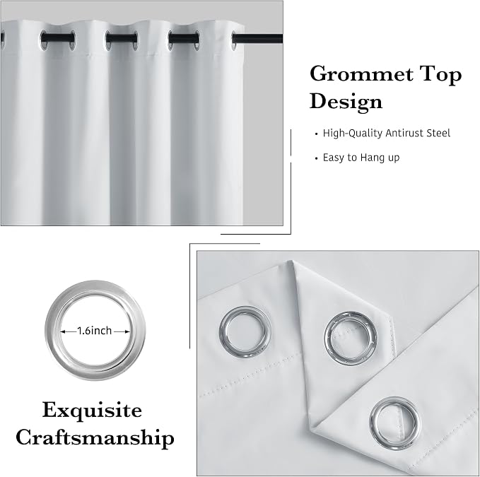 RYB HOME 100% Blackout Thermal Insulated White Curtains - Image 2