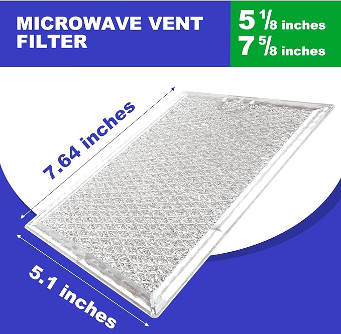 [2 Pack] OEM Microwave Filter Replacement 7.64" x 5.12" Fit for WB06X10309 WB06X10359, Microwave Vent Filter, Microwave Grease Filter, Filters Kitchen Oven Air Over the Range Vent Fan