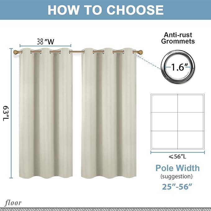 Diraysid Light Beige Grommet Blackout Curtains - Image 3