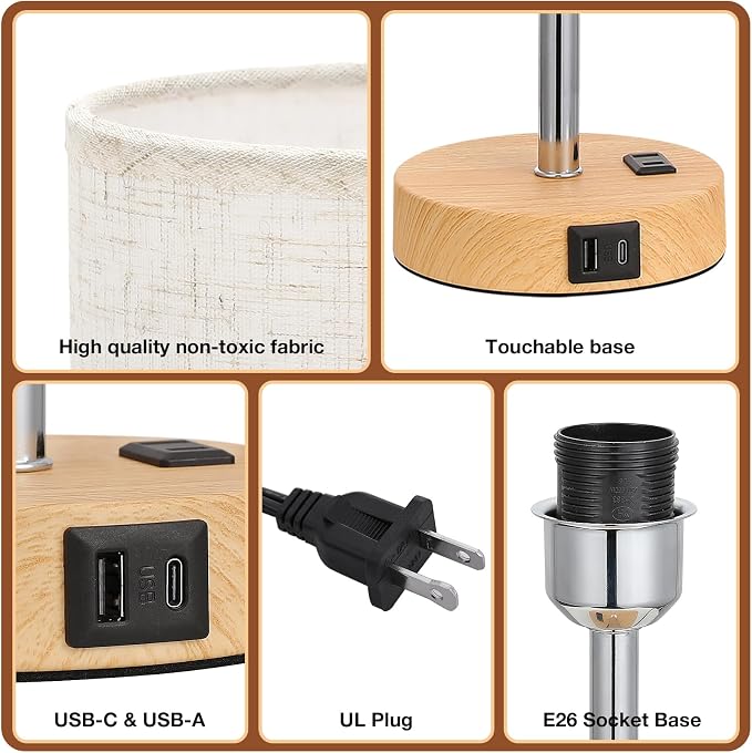 Dicoool 17.4" Bedside Lamp for Bedroom - Image 8