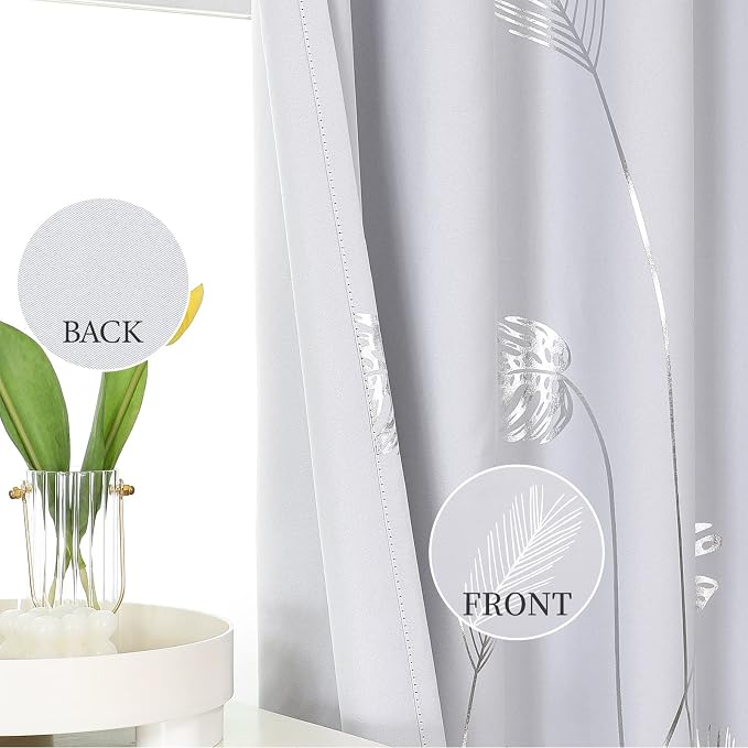 Greyish White Curtains for Bedroom 63 Inches Length Thermal Insulated Window - Image 3