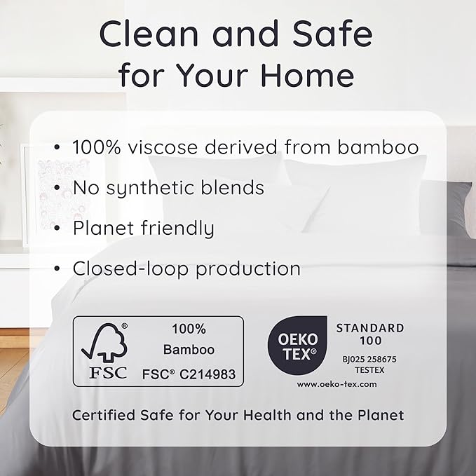Bambaw 100% Viscose Derived from Bamboo Fitted Sheet, Cooling Fitted Sheet King Size, 16’’ Deep Pocket King Size Fitted Sheet Only, Soft King Fitted Sheet with Elastic Corner Straps (Dark Gray)