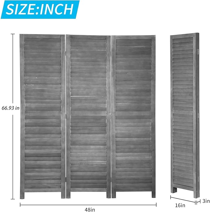BLKMTY Room Divider 3 Panel Privacy Screen Folding Screen Tall Wood Dividers - Image 7