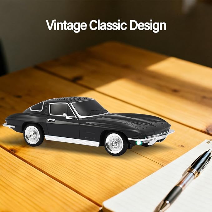 WSTER Retro American Style car Bluetooth Speaker, Portable Wireless Outdoor Speaker, TWS Stereo, Support USB/TF/AUX, Party Bluetooth Speaker with Microphone,Classic car Gifts for Men(Black)